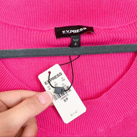 Express Pink Circle Hem Sweater - Picture 3 of 6